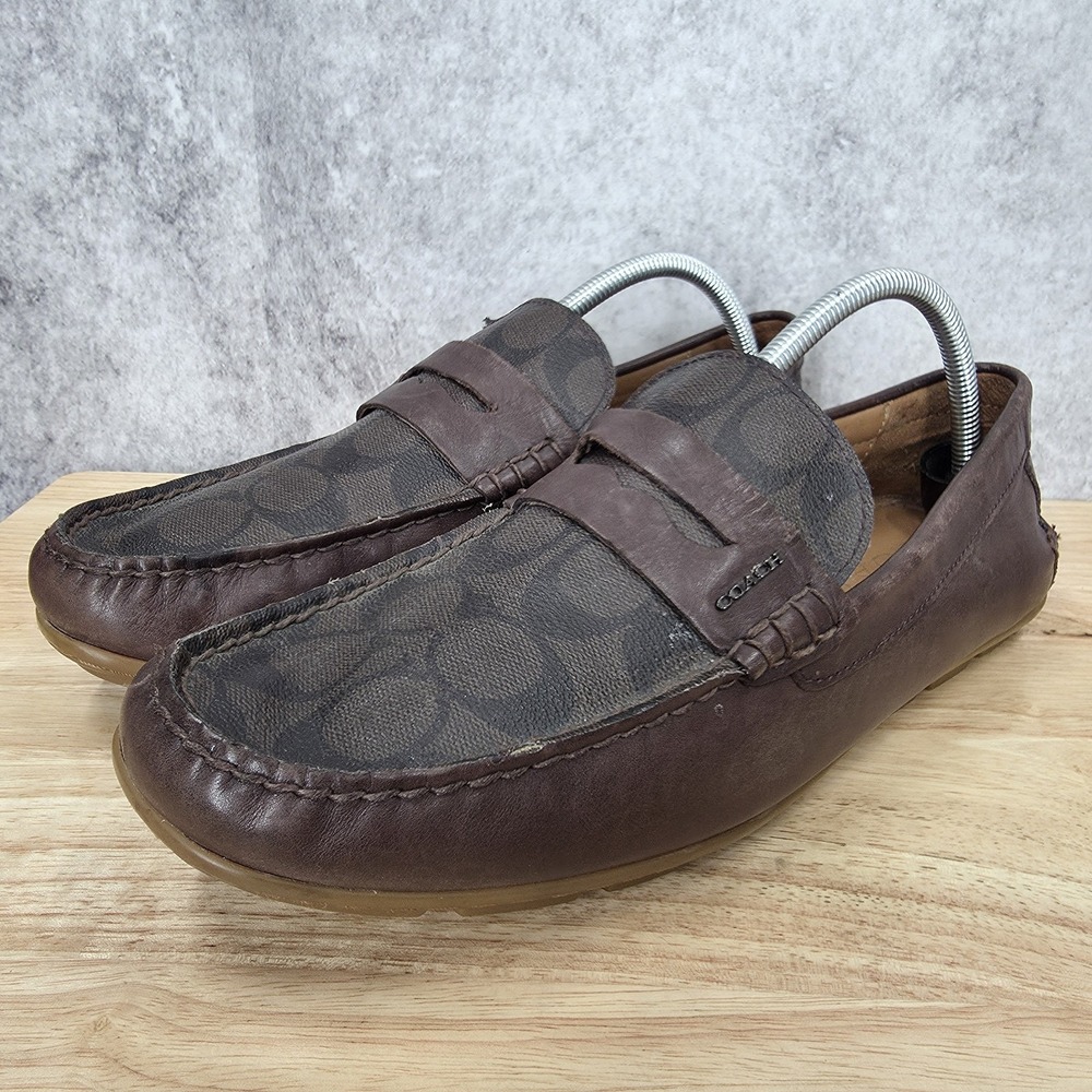 Coach Penny Loafers Mens 10.5 D Mott Driver Brown Leather Slip On Shoes FG2983 - Picture 5 of 12
